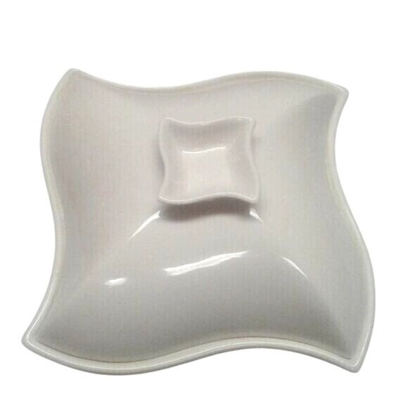 Godinger Siena White Ceramic 1 quart Covered Serving Dish Lid Casserole Chafing - Picture 1 of 6